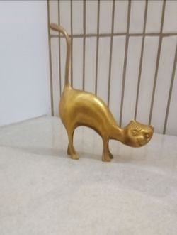 Vintage Solid Brass Cat Ring Holder