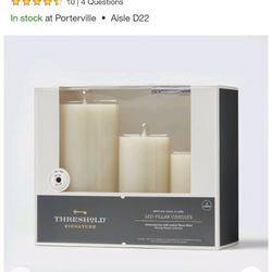 3pk LED Candles Cream - Threshold™: Paraffin Wax, Pillar Style, Indoor/Outdoor