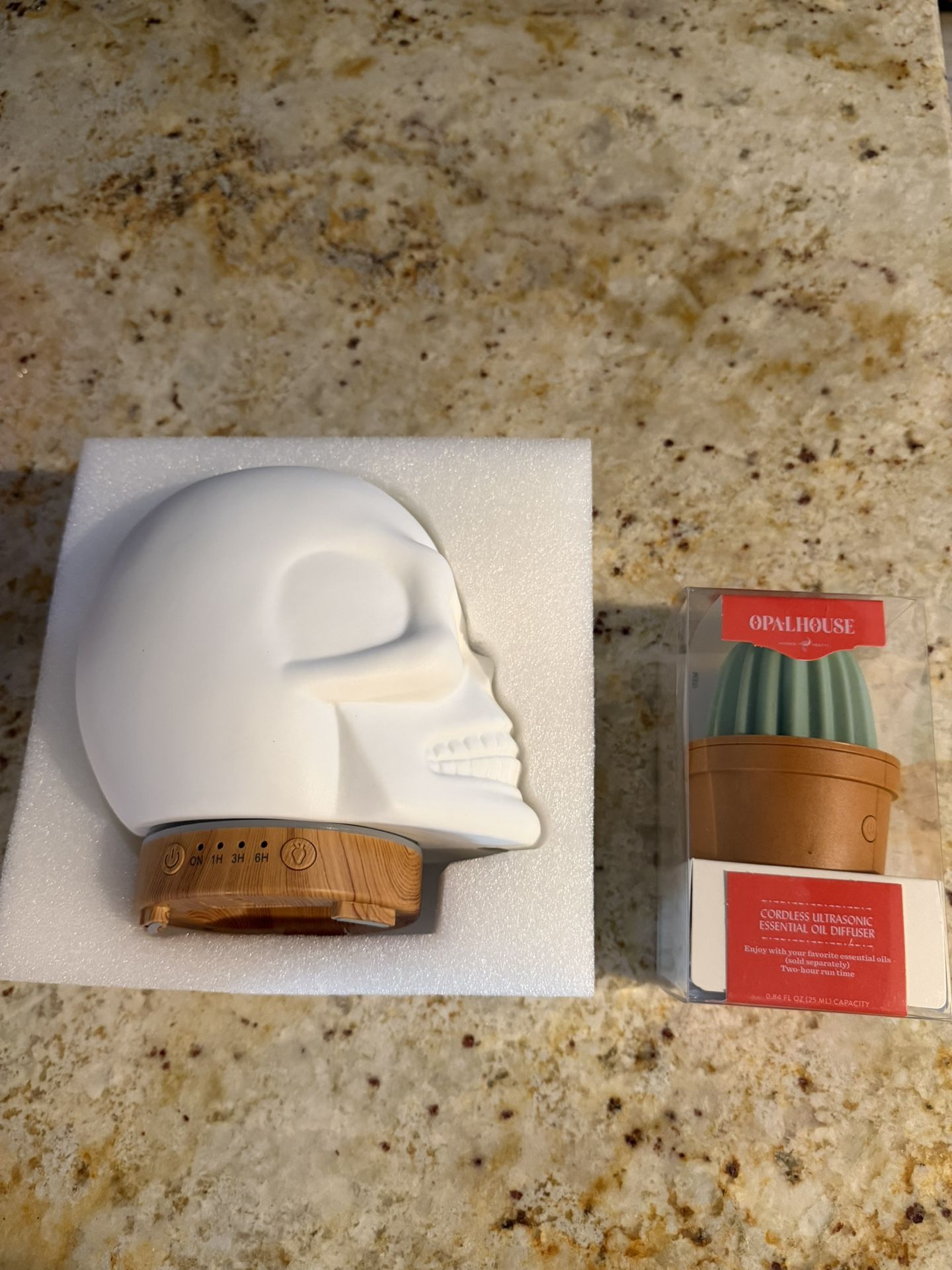 NEW Pair of Aromatherapy Oil Diffusers (Skull/Cactus)