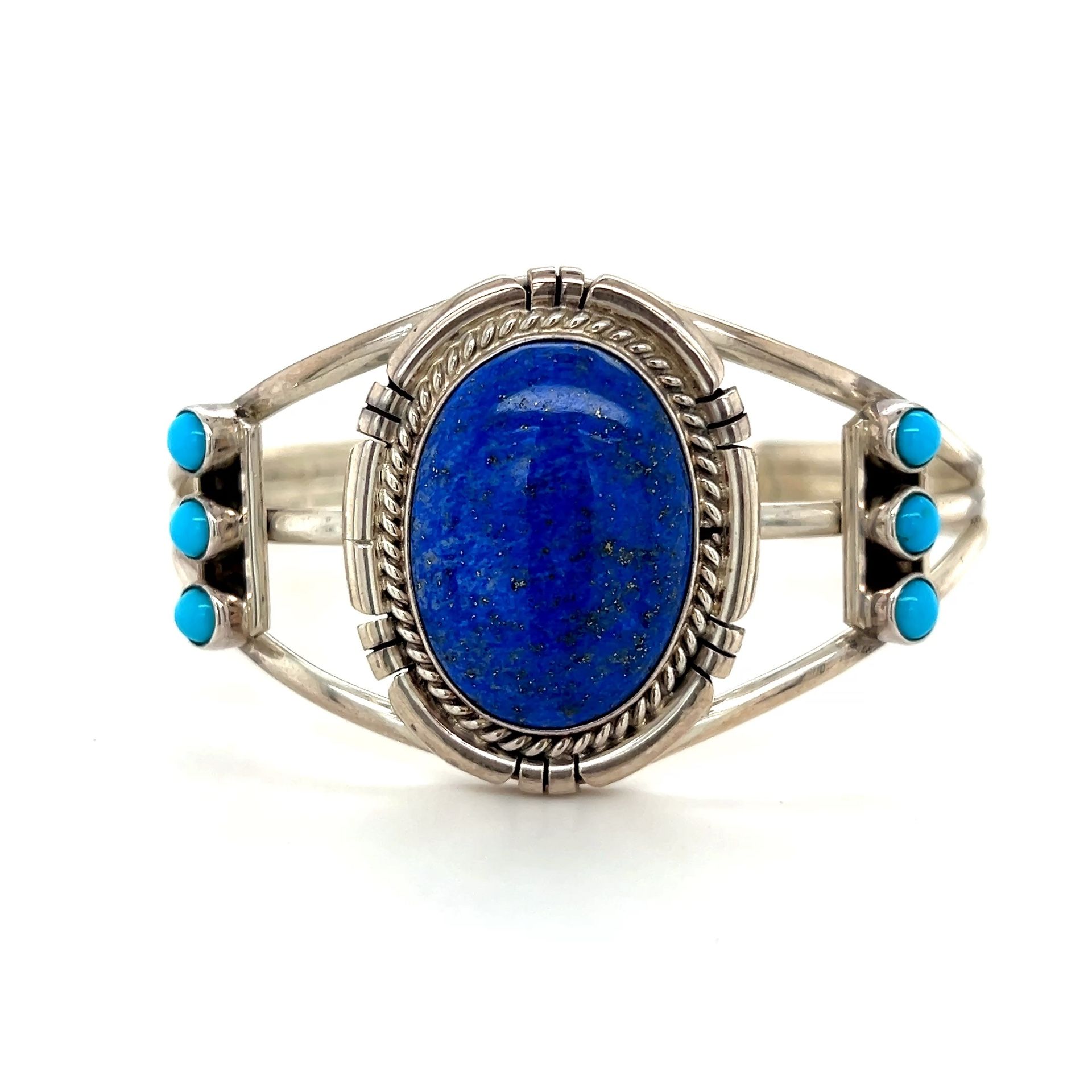Stunnning Silver Lapis Lazuli & Turquoise Cuff