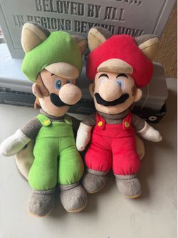 15” 2013 Mario SQUIRREL plush & 2017 Luigi plush