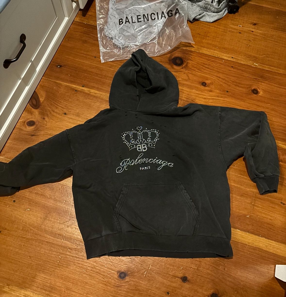 Balenciaga Sweatshirt With Gems And Rips