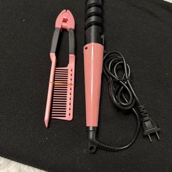 Curling iron and brush
