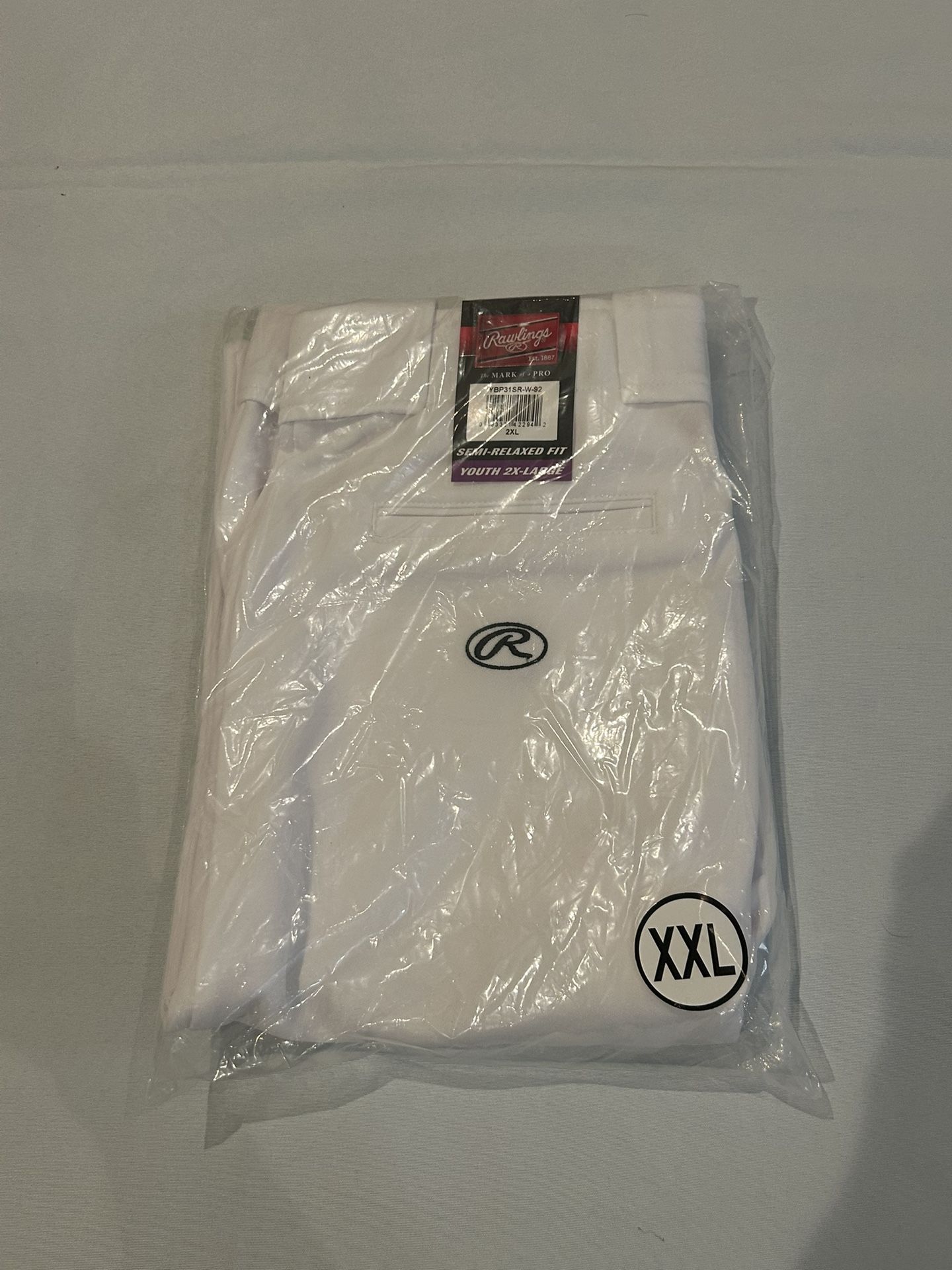 New Rawlings white baseball pants semi-relaxed fit Youth 2XL