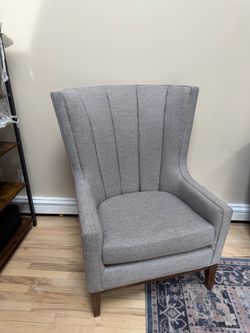 Two Gray Channel Back Accent Chair