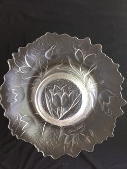 1930’s Vintage ORIGINAL Cambridge Glass Everglade Clear Tulip 🌷 Rolled Rim Console Bowl - EXCELLENT VINTAGE ORIGINAL CONDITION