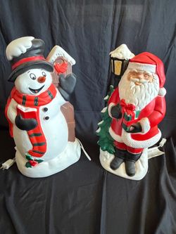 Christmas Blow Mold Santa and Snowman Set