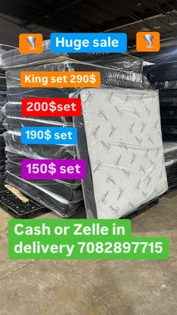 Huge sale for Mattress And Box Twin size #mattress and box 150.$ full 190$ Queen 200$ king 290$. free delivery free set up 708….289…7715… cash or Zell