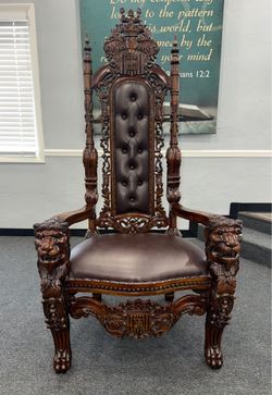 King Chair Carved Wood Lion Throne Chair