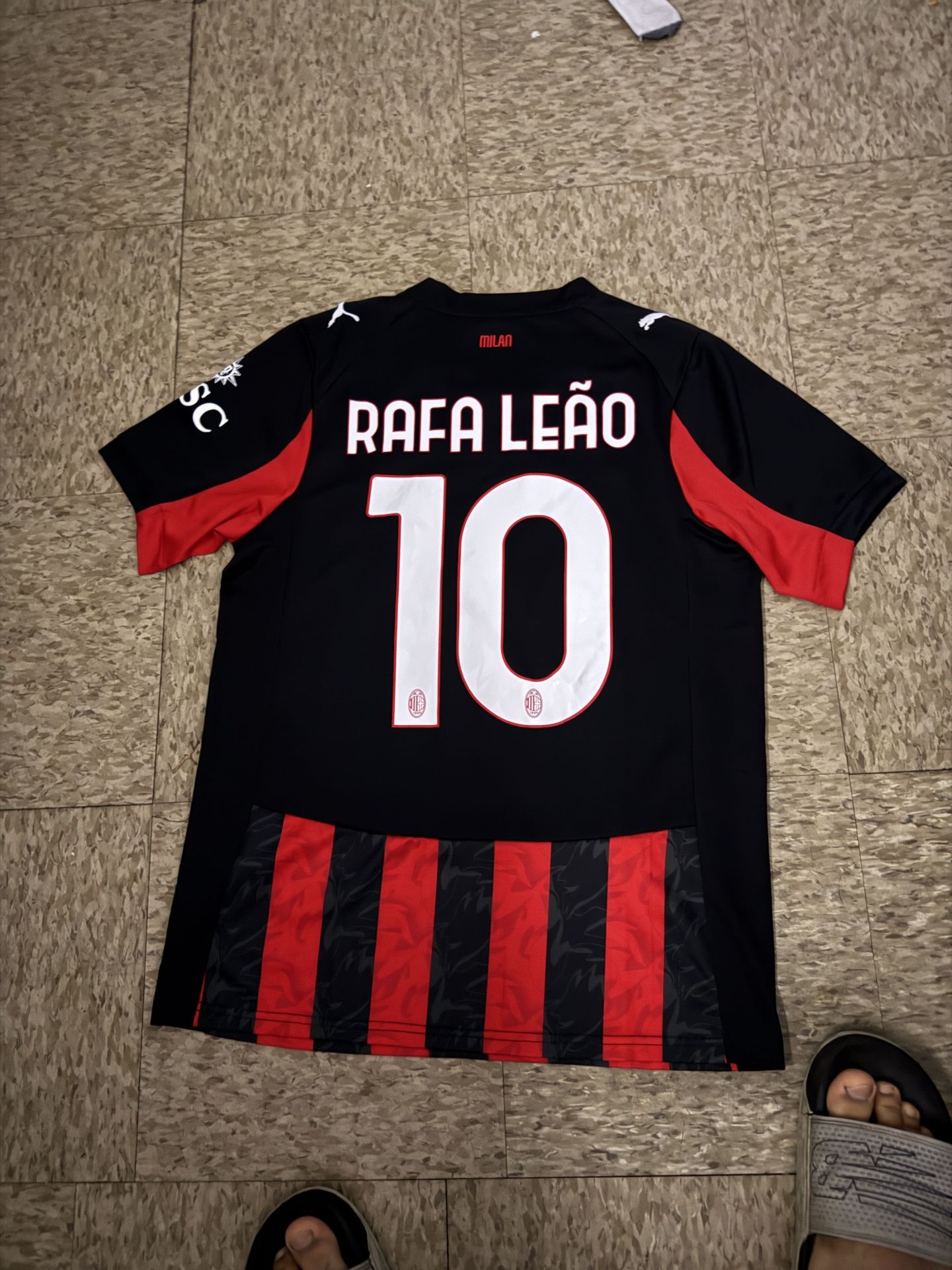 Rafael Leao 10 AC Milan 2025-26 Home Match Jersey – Black/Red