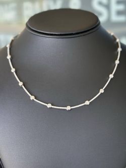 Jewelry 18k White Gold 5CTW Natural Diamond 17” Necklace