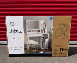 Mainstays Vanity Table with Lighted Mirror and Storage