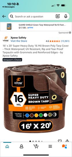 16' x 20' Super Heavy Duty 16 Mil Brown Poly Tarp Cover