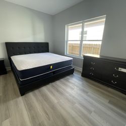 KING SIZE BED FRAME , DRESSER & NIGHTSTAND $575! QUEEN SIZE $545!  Add mirror for $45 Add second nightstand for $105 Add king size mattress set $245 A