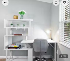 Reversible L-shaped white desk
