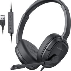 LEVN Headset with Mic, Computer Headset with Microphone, USB Headset with Microphone, Wired Headset