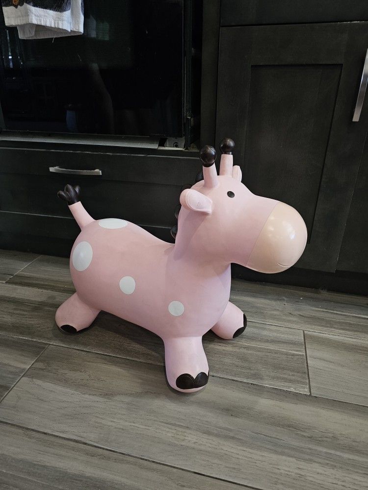 Pink Giraffe Bouncer Ride On