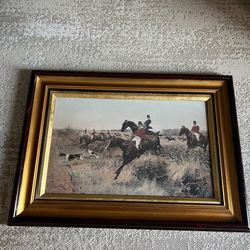 Vintage T. Blinks Equestrian Fox Hunting Print – Framed Country Scene – Gold Frame – 1987 (price Negotiable)