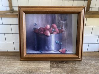 Vintage Wall Art Print of Strawberries Summer Boho Cottage Farmhouse Gallery by Donald F. Allan