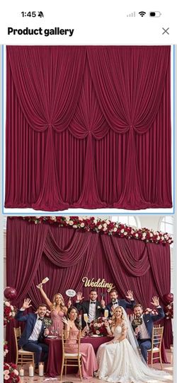 4 Panels Burgundy Backdrop Curtains for Wedding Party Wrinkle Free Backdrops Curtain Drapes Fabric Decorations Maroon Photo Back Drop for Baby Shower 