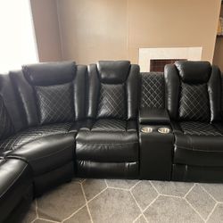 2 Piece Brand New Black Vegan Leather Sectional