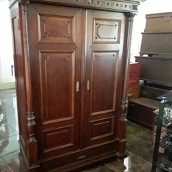 Solid Wood, Beautiful Antique Armoire 