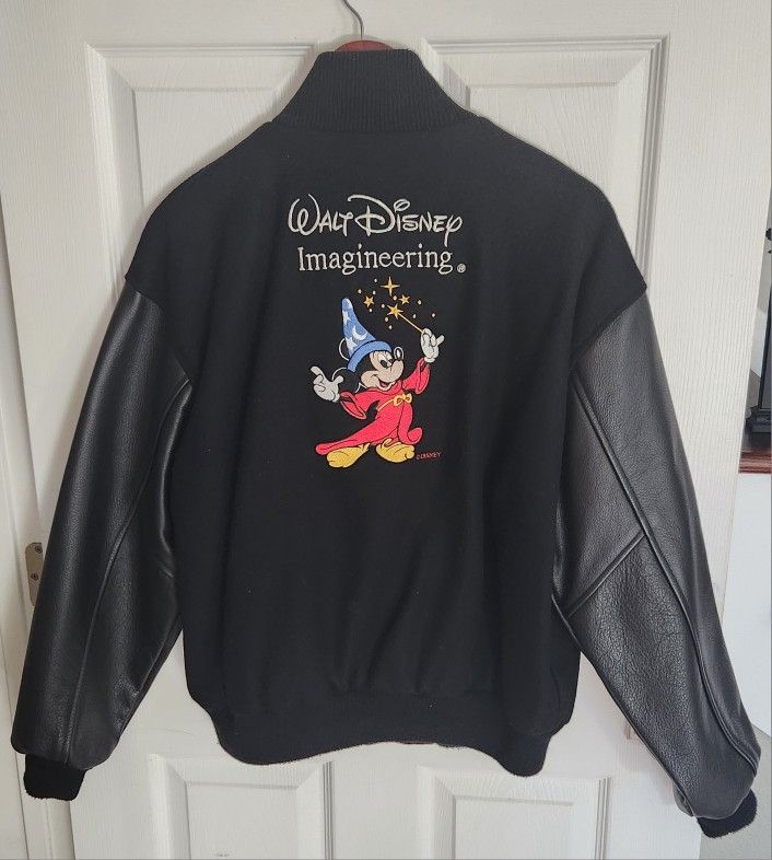 Walt Disney Imagineering Mickey Sorcerer Letterman Leather Jacket, Medium