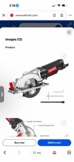 Eastvolt Mini Circular Saw, 4.5A Electric Circular Saw with Scale Ruler, Dust Exhaust Pipe, Max Cutting Depth 1-11/16"(90°), 1-1/8"(45°) , 4-1/2" 24T 