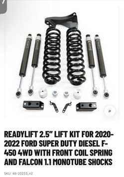 Ready Lift 2.5 Coil Spring front lift kit w/ falcon 1.1 monotube shocks front/rear ford super duty diesel 4WD 2020-2022
