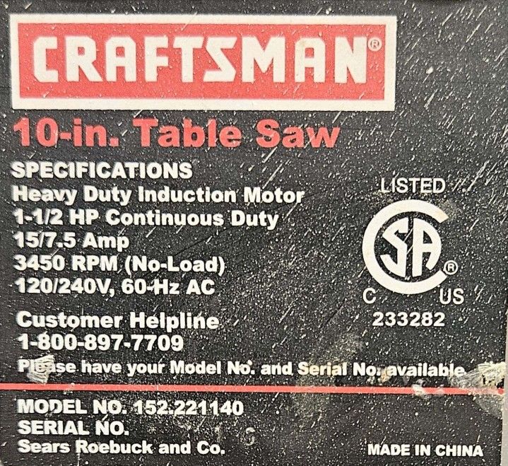 Craftsman Table Saw