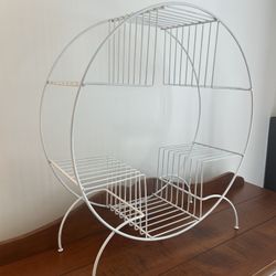 MCM Metal Round Display Shelf - for plants, dishes, etc. - about 24” wide x 26.5” tall x 9” depth 