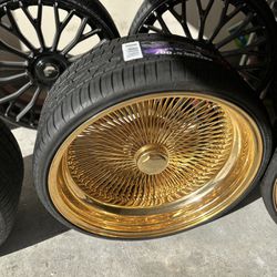 gold Daytons staggered wheels 