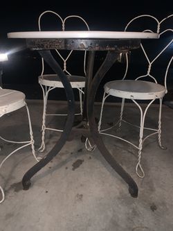 ANTIQUE TABLE AND CHAIRS  Thumbnail