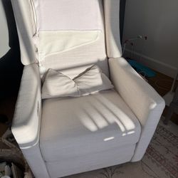 Electric Beige Linen Rocking Chair - Reclines
