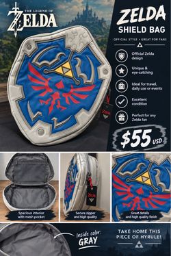 🔥 Zelda Shield Bag – $55 🔥