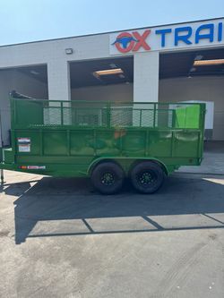 Carson 7x14 Dump Trailer: 2' Solid Walls with 2' Fold Down Sides, 12K GVWR (De-Rated: No Class A-Required)