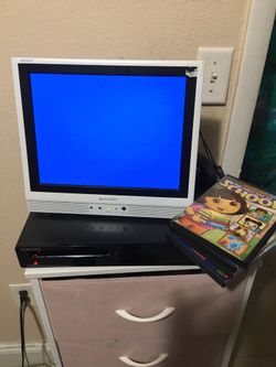 🚨$25 For Everything Sharp Tv , Samsung DVD Blu-ray, Over 20 DVD Cartoons Plus A Plug And Play Star Wars Game