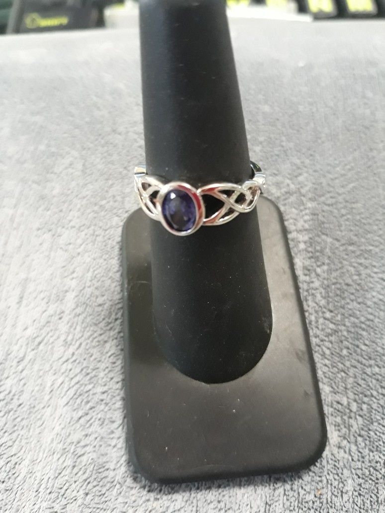 Sterling Silver Tanzanite Cz Ring Sz 6