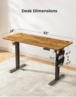 63’’ Standing Desk,Home Office Adjustable Heights Desk,Stand Up Desk,63x24 Inches Desktop Sit Stand Gaming Computer Desk for Study,Writing with 4 Memo