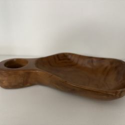 Solid Teak Wood Monkey Serving Tray With Handle 