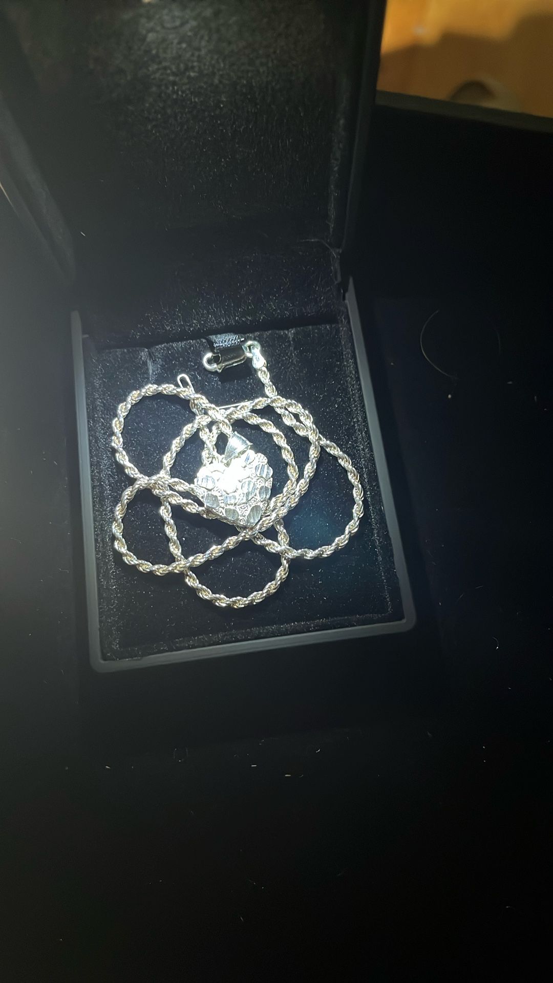925 Silver Heart Nugget Pendant/chain