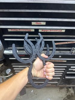 Horse shoes garden hose holder