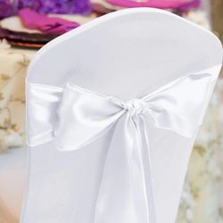 35 New White Satin Chair Bows