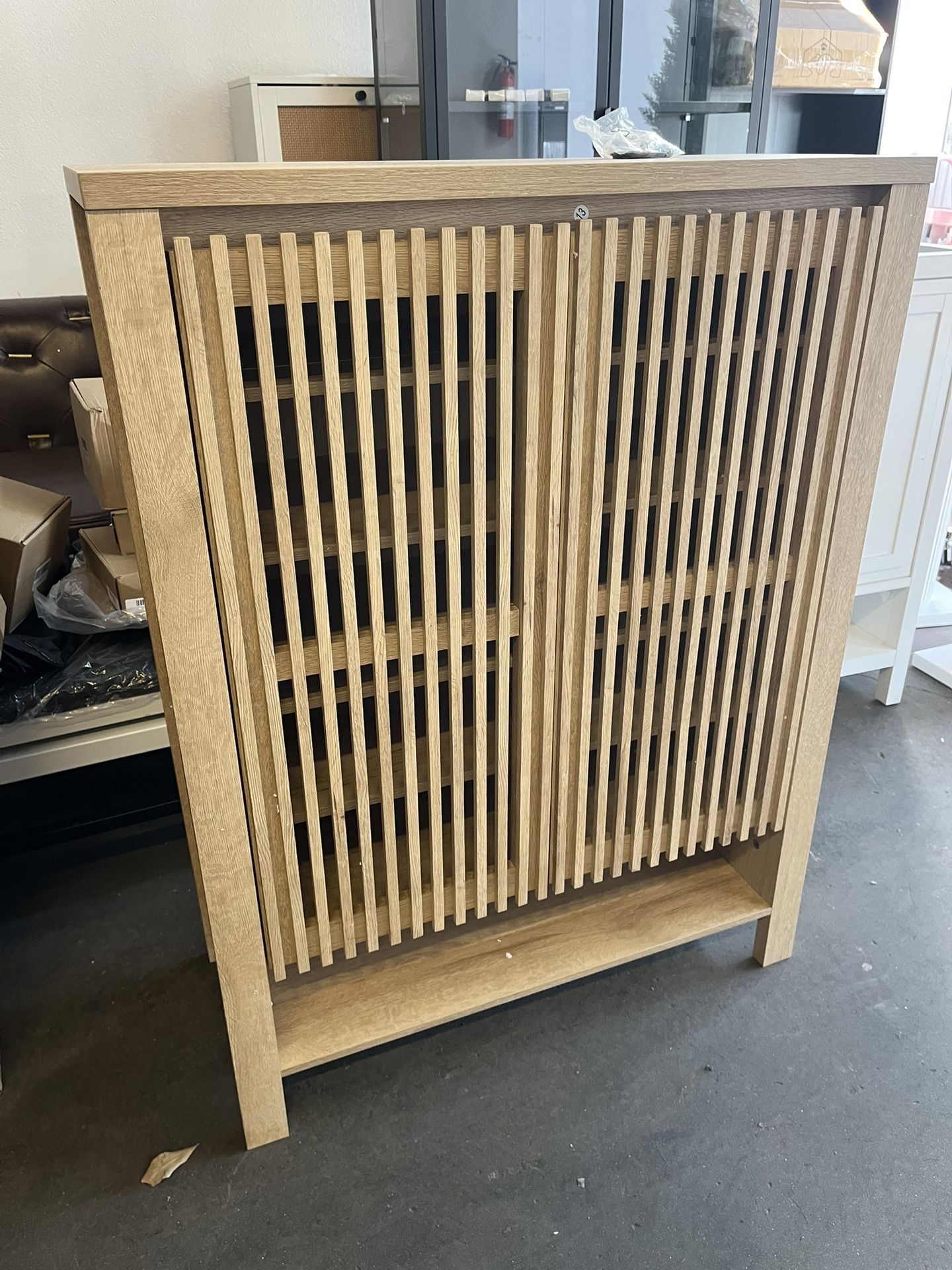 42" Tall 6-Tier Shoe Storage Cabinet with Doors & Adjustable Shelves – Freestanding Entryway Shoe Organizer for Hallway, Front Door ,wood color