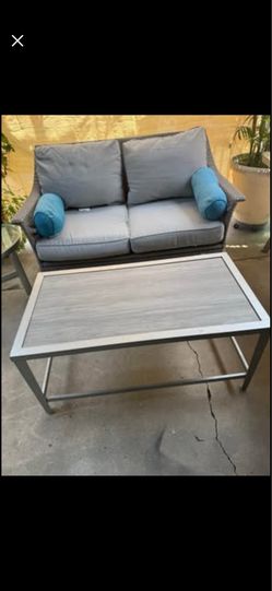 Set patio outdoor grey with coffe table, side table