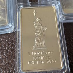 Statue of Liberty One Troy Ounce Bar - 100 mills .999 Fine Gold Clad ( Each $5)