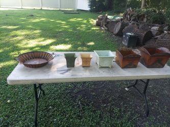 Metal decorative pots inside or outside. Make them your own everything. You see. $20.