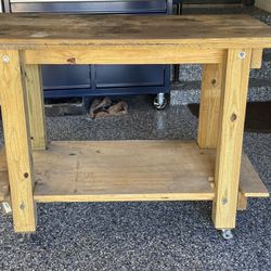 Workbench Solid Wood On Wheels 48x24