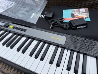 Like New Casio LK-S245 Lighted Keyboard Bundle w/ Case, Pedal & Power Adapter