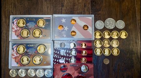 $25.28 face value proof presidential dollars, sacawagea dollars, nickels, pennies,  Eisenhower dollar, Kennedy half dollars